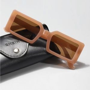 Men Square Shaped Frame Fashion Brown SHEIN Sunglasses